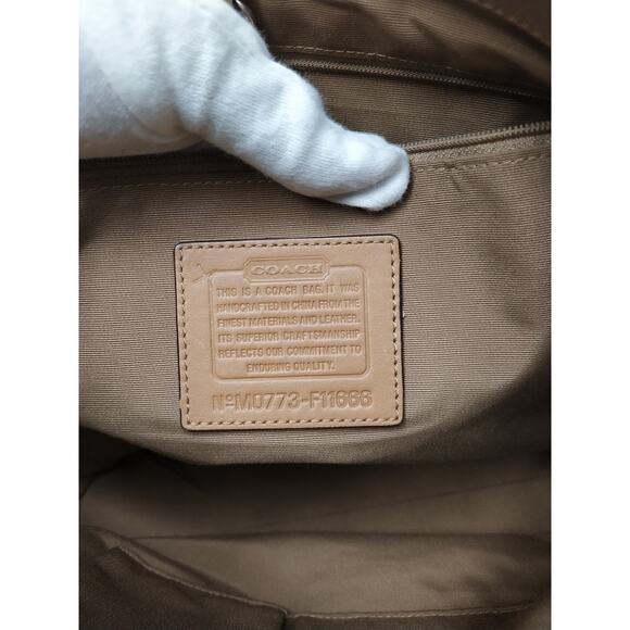 Coach Signature Brown Canvas Suede Hobo Shoulder Bag - Picture 12 of 16